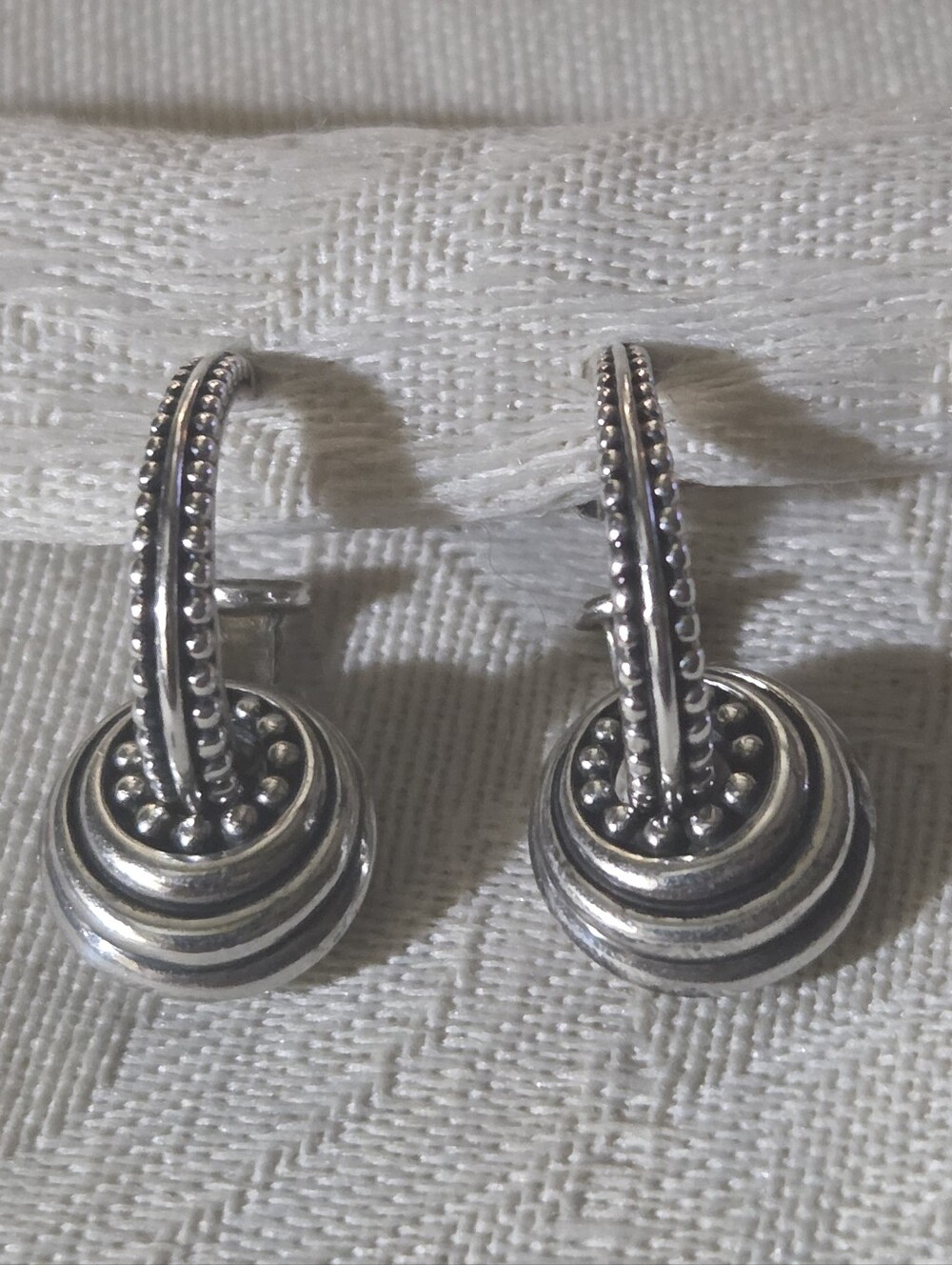 LAGOS Signature Caviar Fluted Disc Hoop Earrings, SS